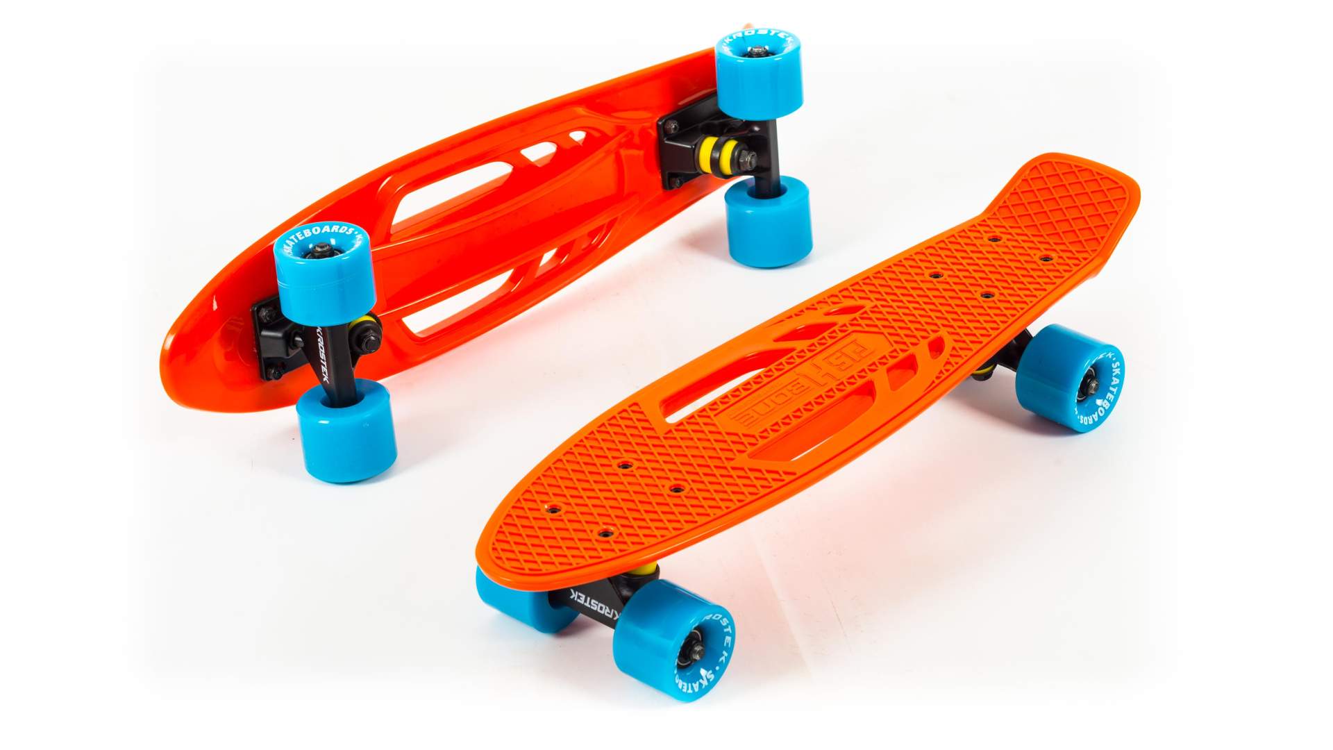 Скейтборд KROSTEK 22" пластик PC22 №2 / ORANGE / BLUE